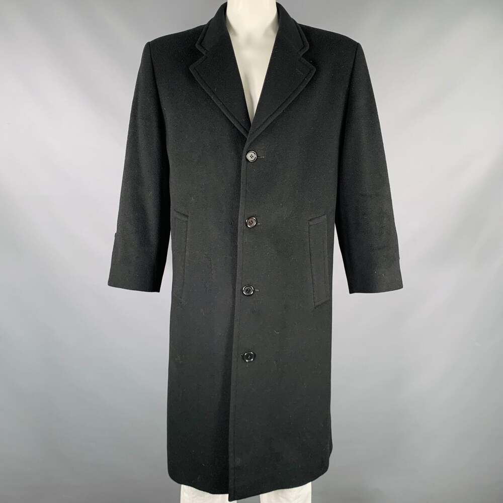 BILLY BLUE Size 48 Black Cashmere Single Breasted Coat